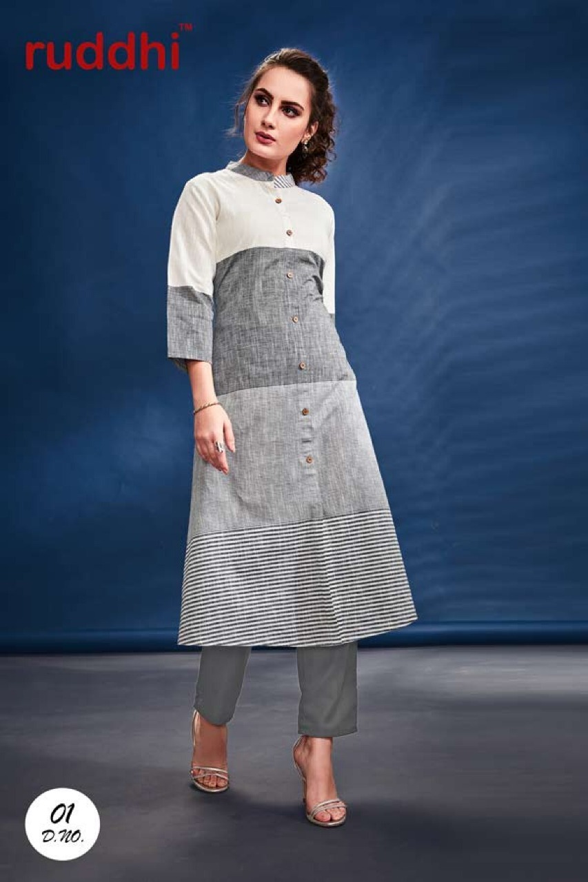 Weaves Vol-1 By Ruddhi Dressline 01 To 08 Series Stylish Fancy Colorful Collection Casual Wear & Ethnic Wear Khadi Printed Kurtis With Bottom At Wholesale Price