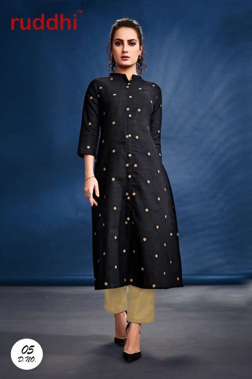 Weaves Vol-1 By Ruddhi Dressline 01 To 08 Series Stylish Fancy Colorful Collection Casual Wear & Ethnic Wear Khadi Printed Kurtis With Bottom At Wholesale Price