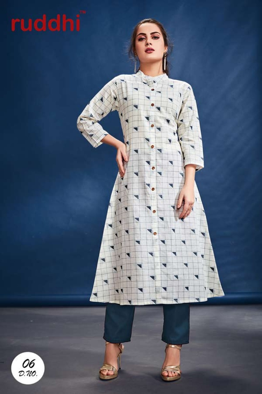 Weaves Vol-1 By Ruddhi Dressline 01 To 08 Series Stylish Fancy Colorful Collection Casual Wear & Ethnic Wear Khadi Printed Kurtis With Bottom At Wholesale Price