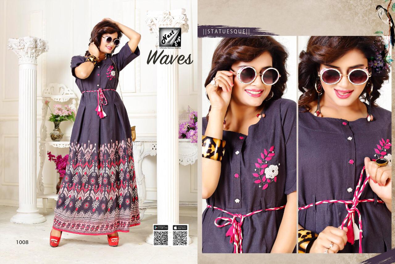 Weaves By Next Page 1001 To 1010 Series Beautiful Colorful Stylish Fancy Casual Wear & Ethnic Wear & Ready To Wear Heavy Rayon/cotton Printed Kurtis At Wholesale Price