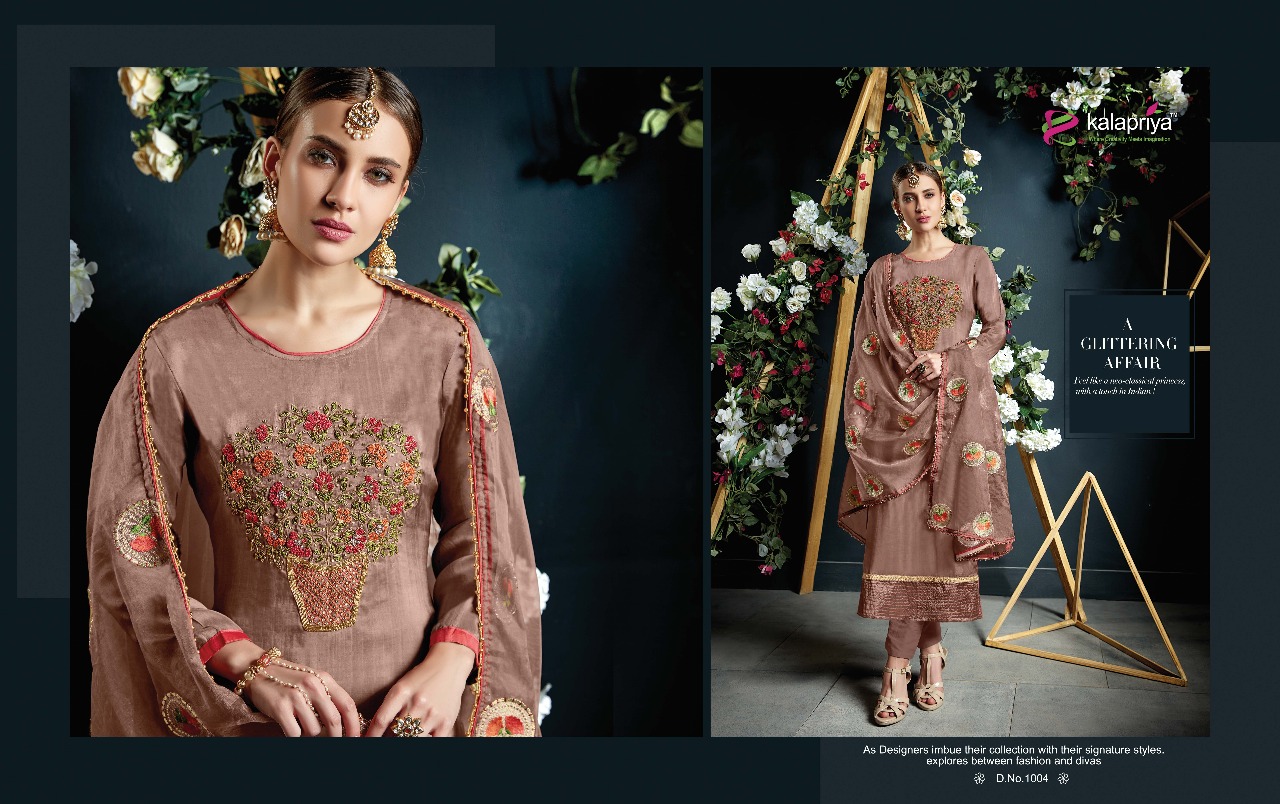 Wedding Diva By Kalapriya 1001 To 1005 Series Designer Festive Suits Collection Beautiful Stylish Fancy Colorful Party Wear & Occasional Wear Pure Upada Silk Embroidered Dresses At Wholesale Price