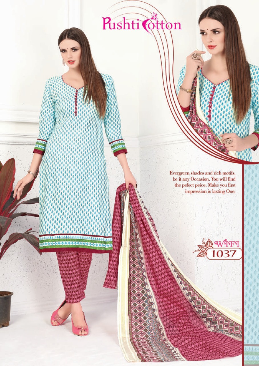 Wifi By Pushti Cotton 1031 To 1046 Series Beautiful Suits Stylish Colorful Fancy Casual Wear & Ethnic Wear Poplin Cotton Printed Dresses At Wholesale Price