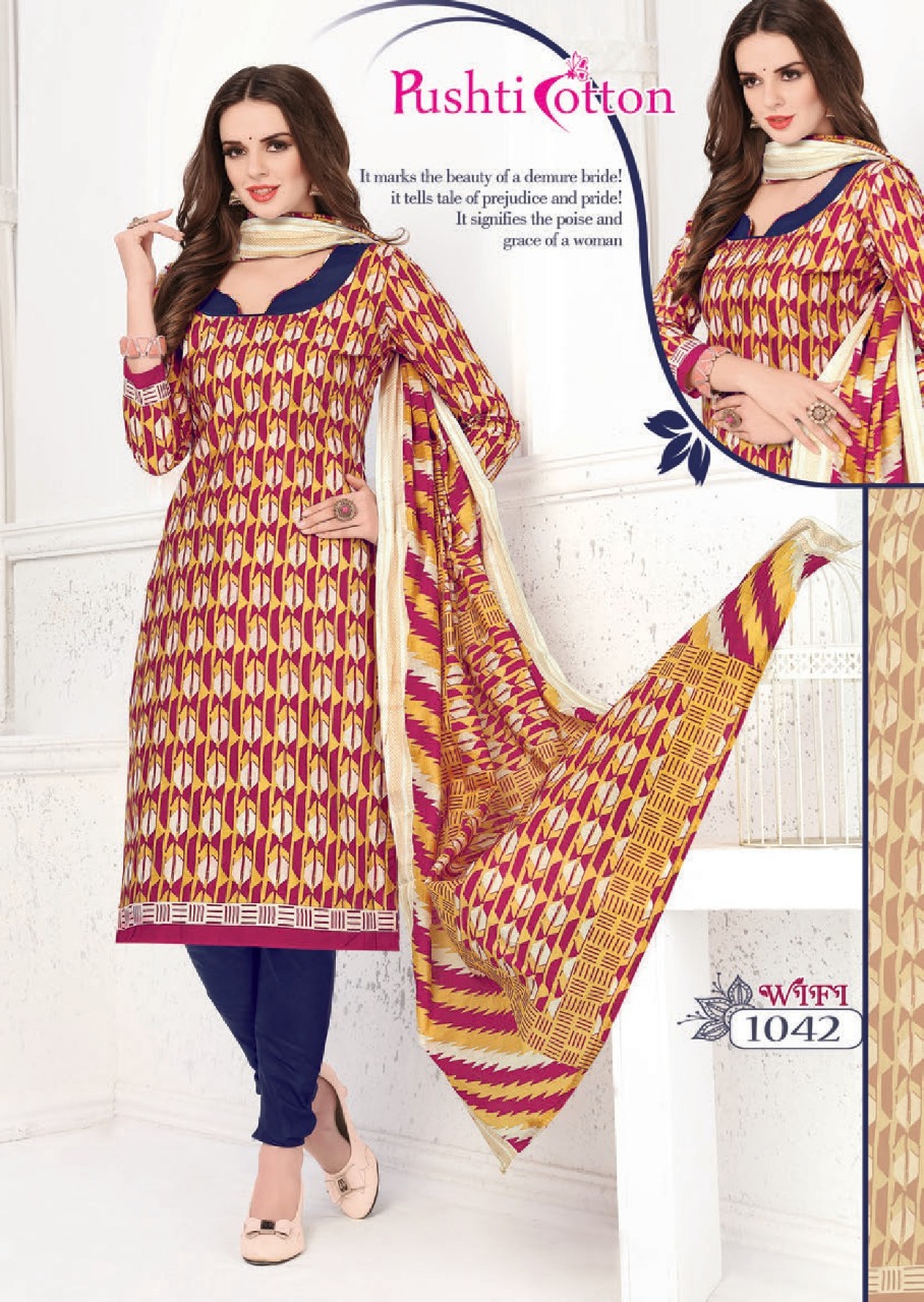Wifi By Pushti Cotton 1031 To 1046 Series Beautiful Suits Stylish Colorful Fancy Casual Wear & Ethnic Wear Poplin Cotton Printed Dresses At Wholesale Price