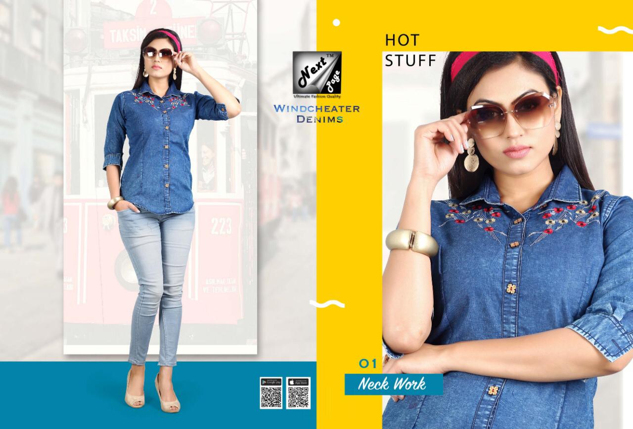 Windcheater Denims By Next Page 01 To 10 Series Beautiful Colorful Stylish Fancy Casual Wear & Ethnic Wear & Ready To Wear Heavy Denim Embroidered Kurtis At Wholesale Price