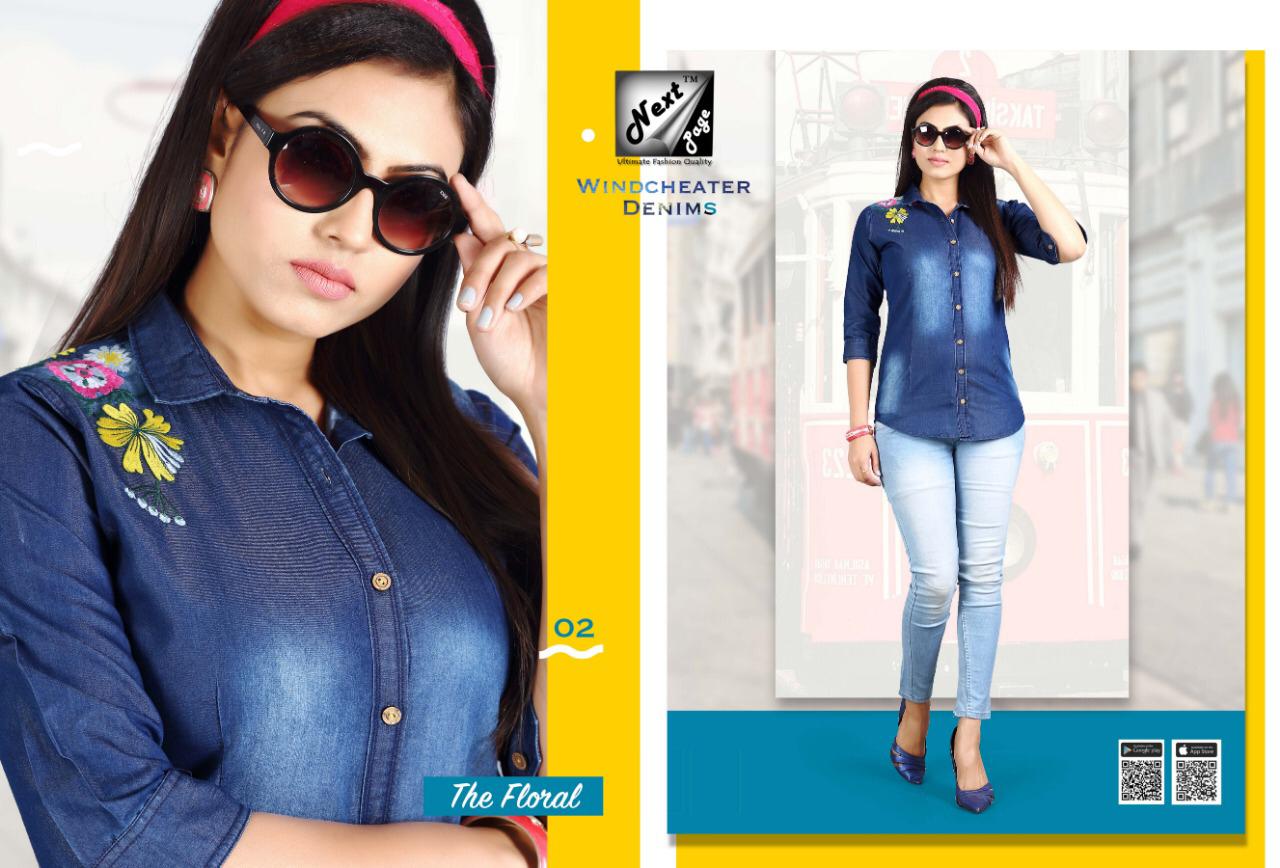 Windcheater Denims By Next Page 01 To 10 Series Beautiful Colorful Stylish Fancy Casual Wear & Ethnic Wear & Ready To Wear Heavy Denim Embroidered Kurtis At Wholesale Price