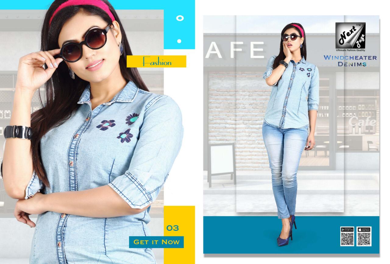 Windcheater Denims By Next Page 01 To 10 Series Beautiful Colorful Stylish Fancy Casual Wear & Ethnic Wear & Ready To Wear Heavy Denim Embroidered Kurtis At Wholesale Price