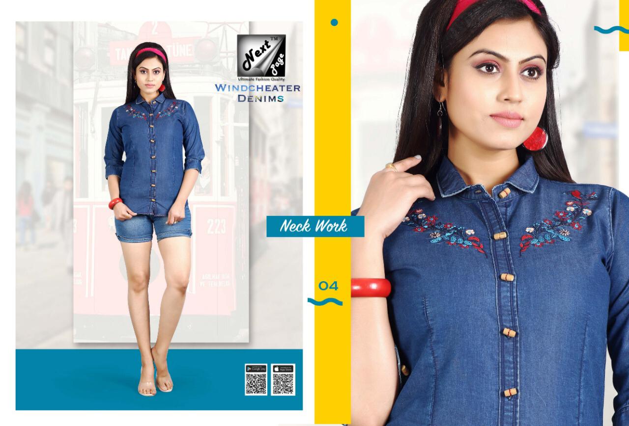 Windcheater Denims By Next Page 01 To 10 Series Beautiful Colorful Stylish Fancy Casual Wear & Ethnic Wear & Ready To Wear Heavy Denim Embroidered Kurtis At Wholesale Price