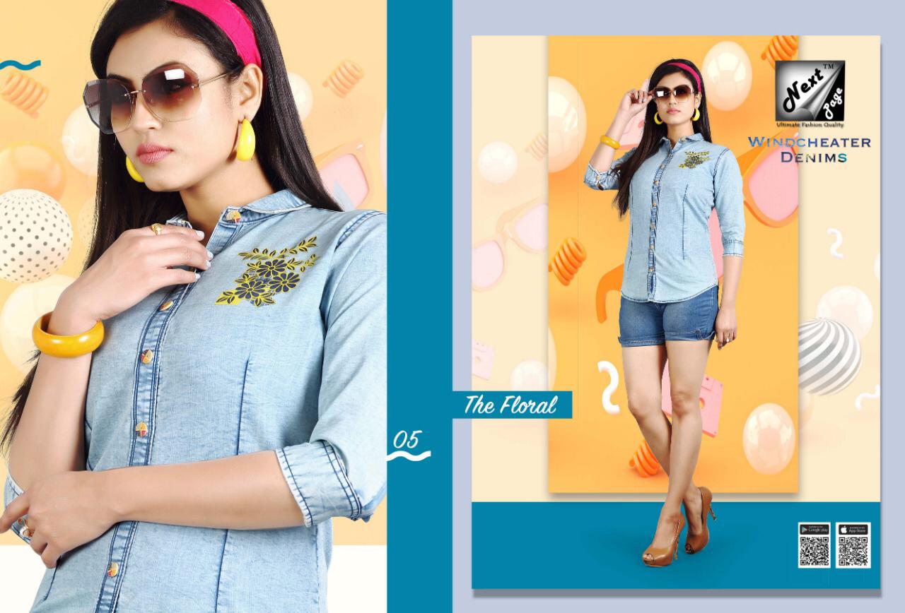 Windcheater Denims By Next Page 01 To 10 Series Beautiful Colorful Stylish Fancy Casual Wear & Ethnic Wear & Ready To Wear Heavy Denim Embroidered Kurtis At Wholesale Price