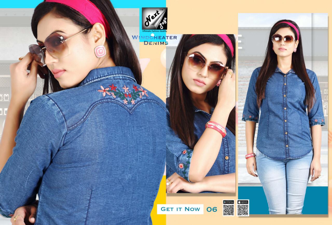 Windcheater Denims By Next Page 01 To 10 Series Beautiful Colorful Stylish Fancy Casual Wear & Ethnic Wear & Ready To Wear Heavy Denim Embroidered Kurtis At Wholesale Price