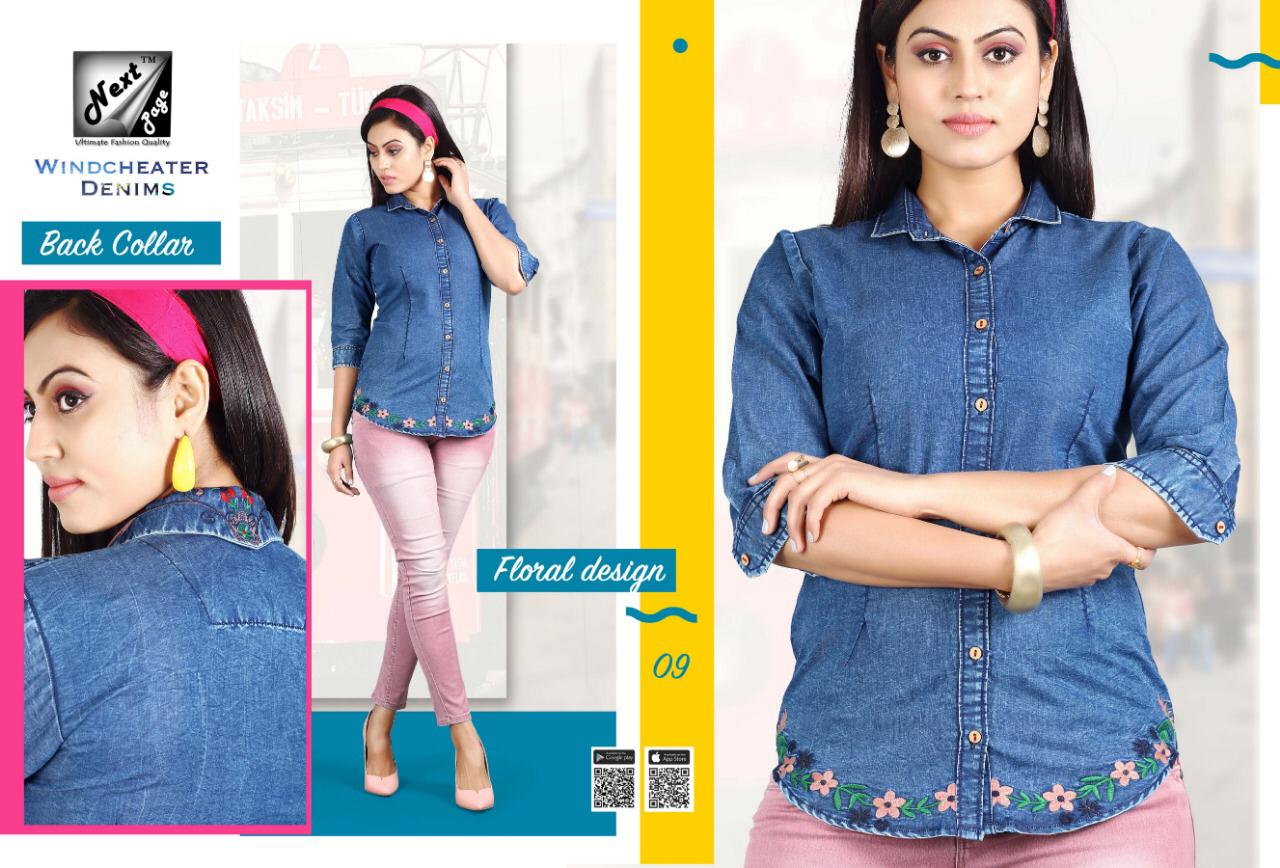 Windcheater Denims By Next Page 01 To 10 Series Beautiful Colorful Stylish Fancy Casual Wear & Ethnic Wear & Ready To Wear Heavy Denim Embroidered Kurtis At Wholesale Price