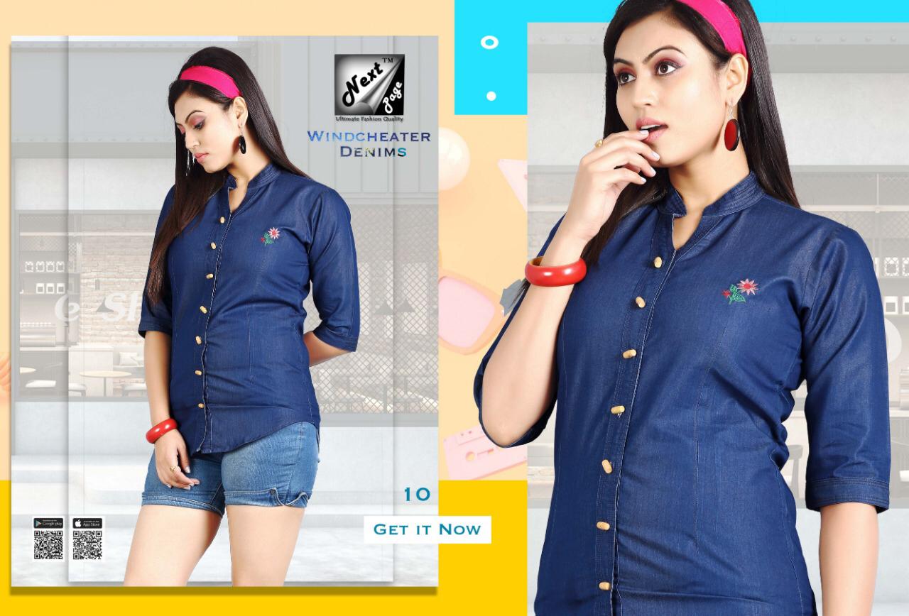 Windcheater Denims By Next Page 01 To 10 Series Beautiful Colorful Stylish Fancy Casual Wear & Ethnic Wear & Ready To Wear Heavy Denim Embroidered Kurtis At Wholesale Price