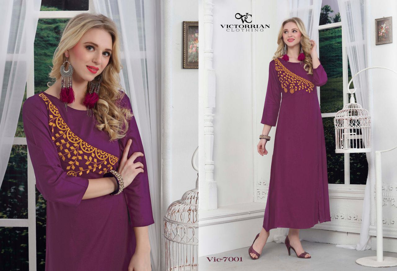 Wings Vol-6 By Victorrian Clothing 7001 To 7006 Series Beautiful Stylish Colorful Fancy Casual Wear & Ethnic Wear Vicscose Rayon Printed Kurtis At Wholesale Price