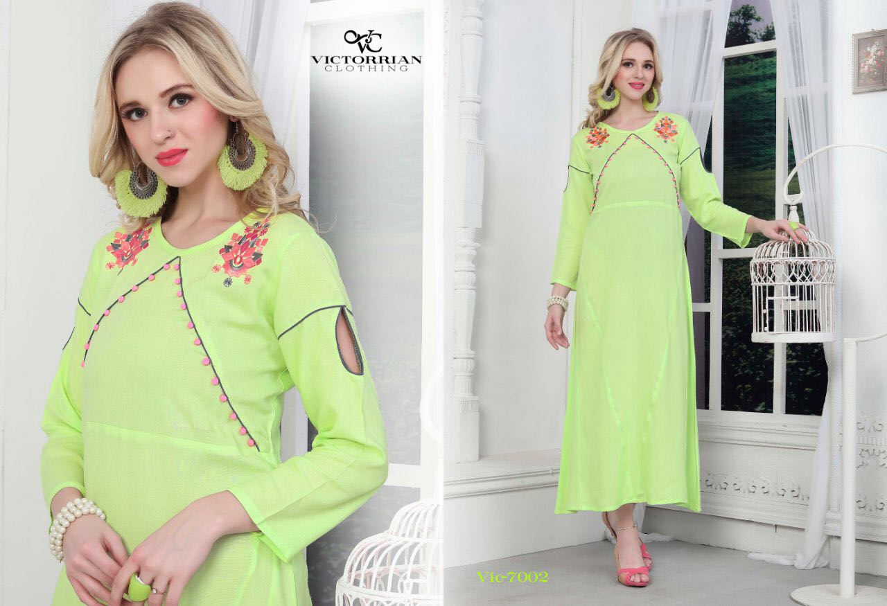 Wings Vol-6 By Victorrian Clothing 7001 To 7006 Series Beautiful Stylish Colorful Fancy Casual Wear & Ethnic Wear Vicscose Rayon Printed Kurtis At Wholesale Price