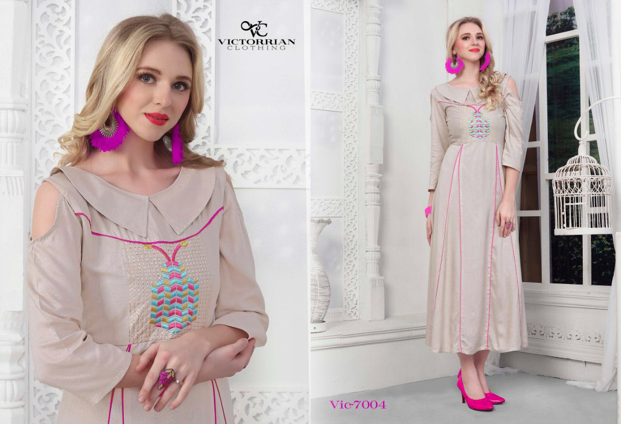 Wings Vol-6 By Victorrian Clothing 7001 To 7006 Series Beautiful Stylish Colorful Fancy Casual Wear & Ethnic Wear Vicscose Rayon Printed Kurtis At Wholesale Price