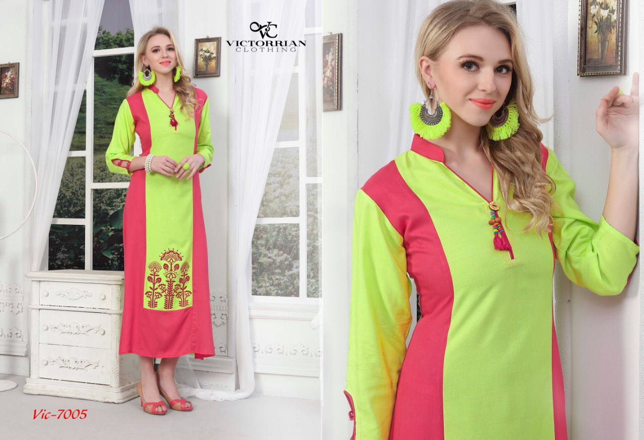 Wings Vol-6 By Victorrian Clothing 7001 To 7006 Series Beautiful Stylish Colorful Fancy Casual Wear & Ethnic Wear Vicscose Rayon Printed Kurtis At Wholesale Price
