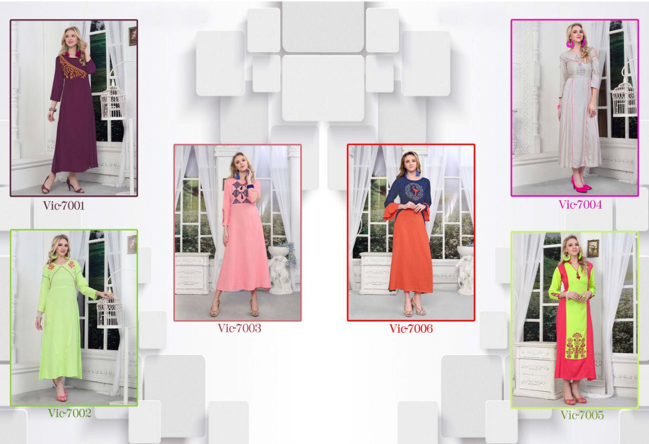 Wings Vol-6 By Victorrian Clothing 7001 To 7006 Series Beautiful Stylish Colorful Fancy Casual Wear & Ethnic Wear Vicscose Rayon Printed Kurtis At Wholesale Price