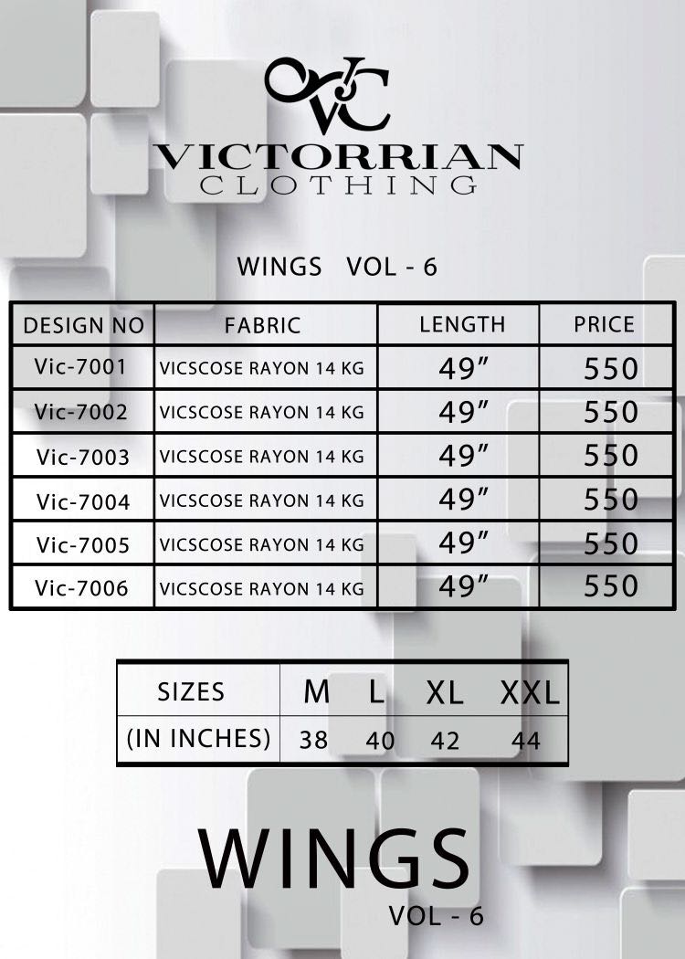 Wings Vol-6 By Victorrian Clothing 7001 To 7006 Series Beautiful Stylish Colorful Fancy Casual Wear & Ethnic Wear Vicscose Rayon Printed Kurtis At Wholesale Price