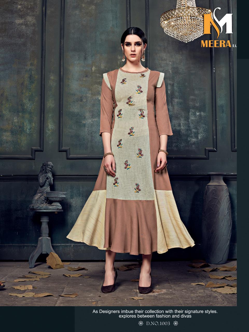 Woman By Meerali 1001 To 1006 Series Beautiful Stylish Colorful Fancy Party Wear & Ethnic Wear & Ready To Wear Rayon/cotton Printed Kurtis At Wholesale Price