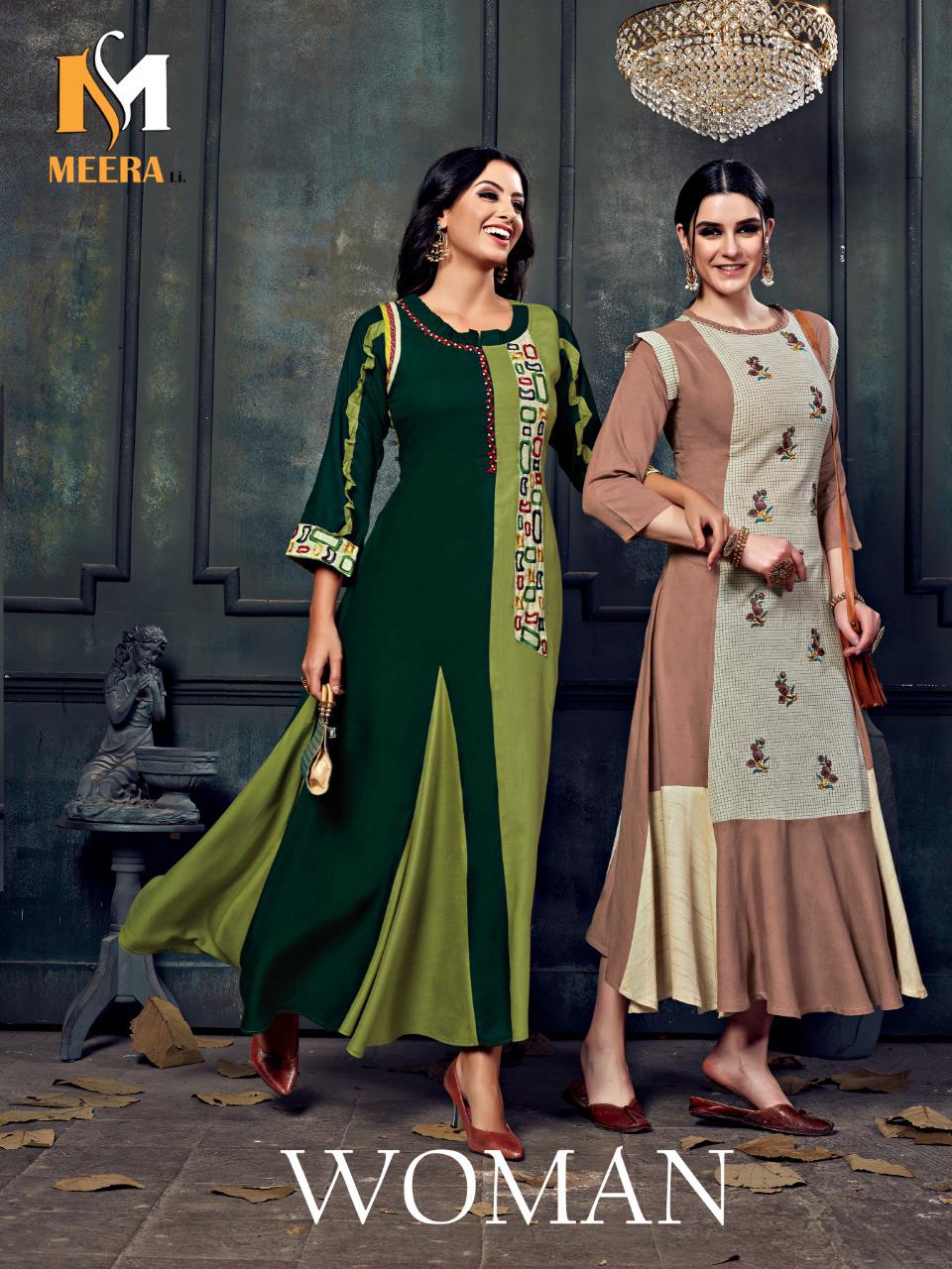 Woman By Meerali 1001 To 1006 Series Beautiful Stylish Colorful Fancy Party Wear & Ethnic Wear & Ready To Wear Rayon/cotton Printed Kurtis At Wholesale Price