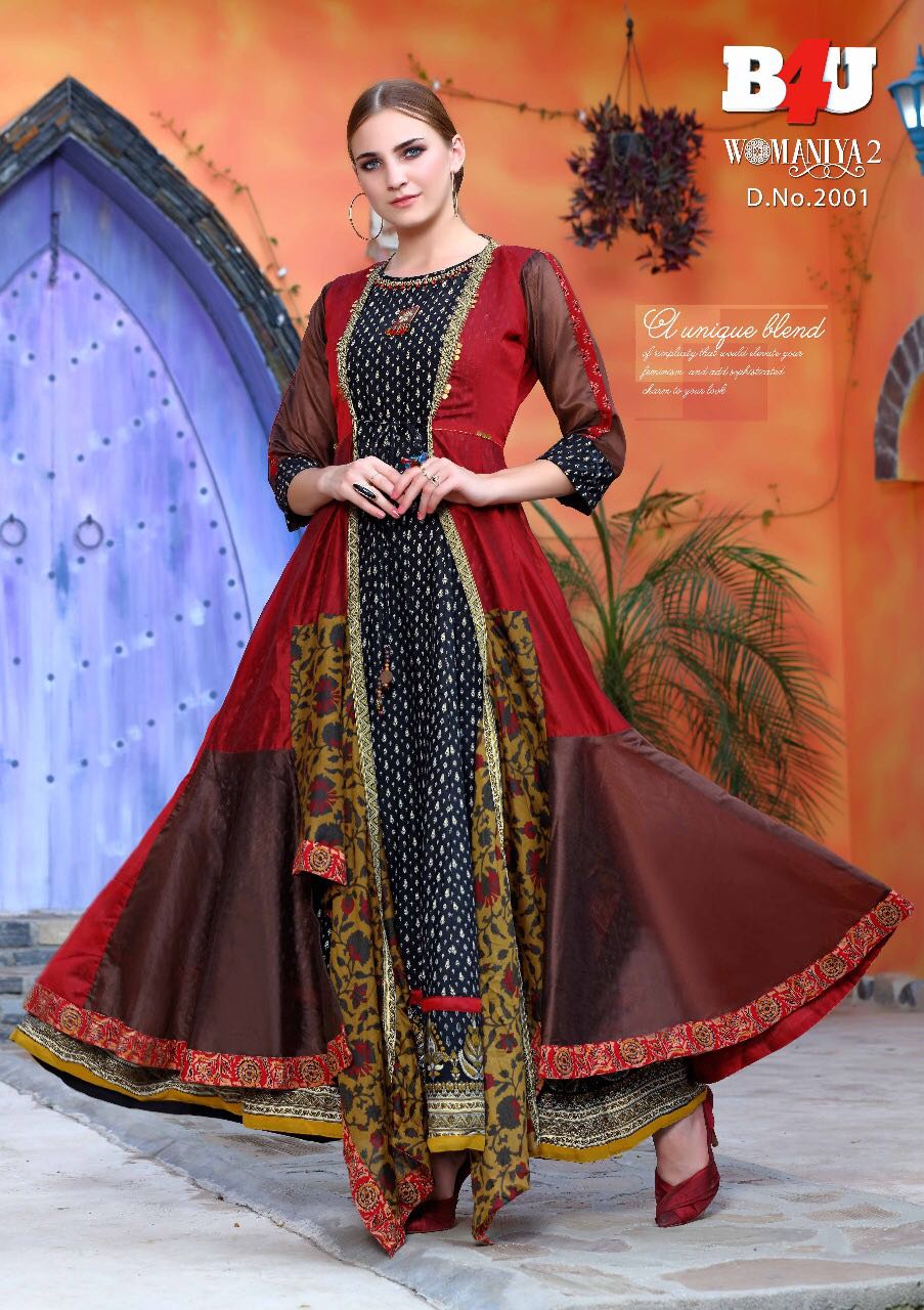 Womaniya Vol-2 By B4u 2001 To 2008 Series Designer Beautiful Stylish Colorful Fancy Ready To Wear & Casual Wear & Ethnic Wear Fancy Printed Kurtis At Wholesale Price