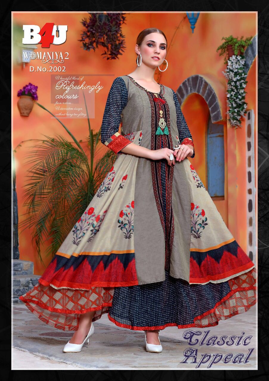 Womaniya Vol-2 By B4u 2001 To 2008 Series Designer Beautiful Stylish Colorful Fancy Ready To Wear & Casual Wear & Ethnic Wear Fancy Printed Kurtis At Wholesale Price