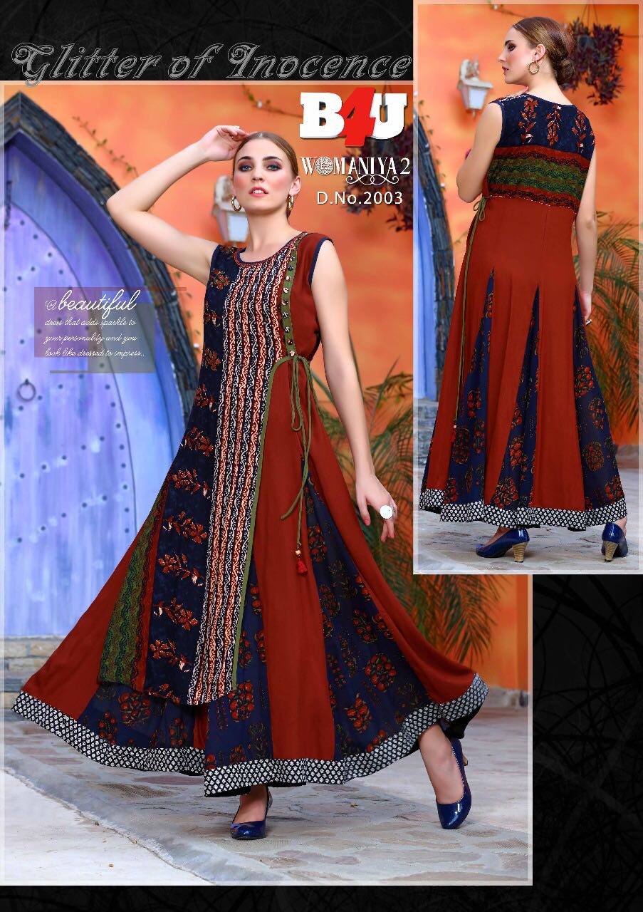 Womaniya Vol-2 By B4u 2001 To 2008 Series Designer Beautiful Stylish Colorful Fancy Ready To Wear & Casual Wear & Ethnic Wear Fancy Printed Kurtis At Wholesale Price