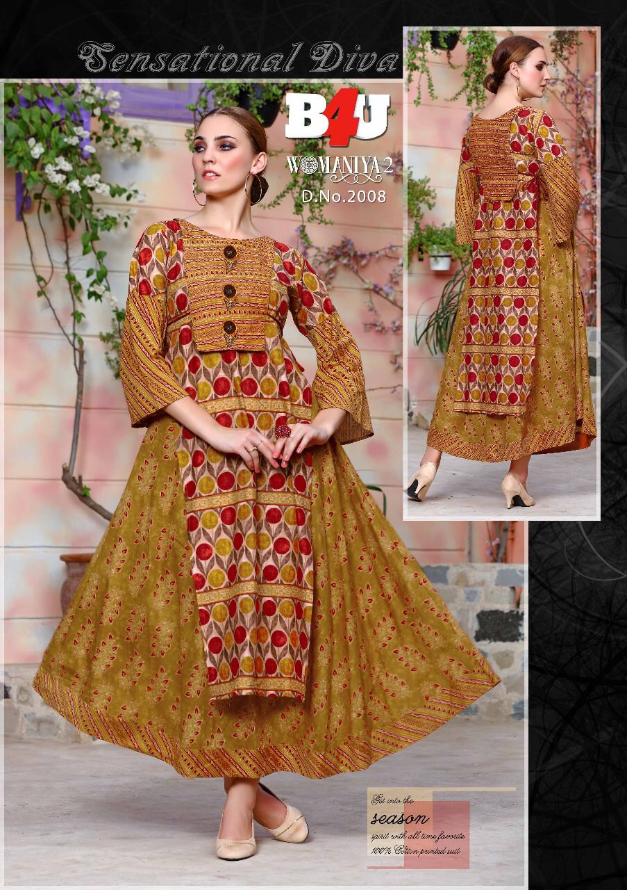 Womaniya Vol-2 By B4u 2001 To 2008 Series Designer Beautiful Stylish Colorful Fancy Ready To Wear & Casual Wear & Ethnic Wear Fancy Printed Kurtis At Wholesale Price