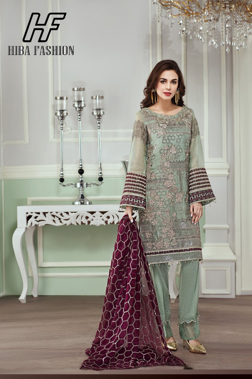 Zahra By Hiba Fashion Beautiful Pakistani Suits Stylish Fancy Colorful Party Wear & Occasional Wear Georgette Embroidered Dresses At Wholesale Price