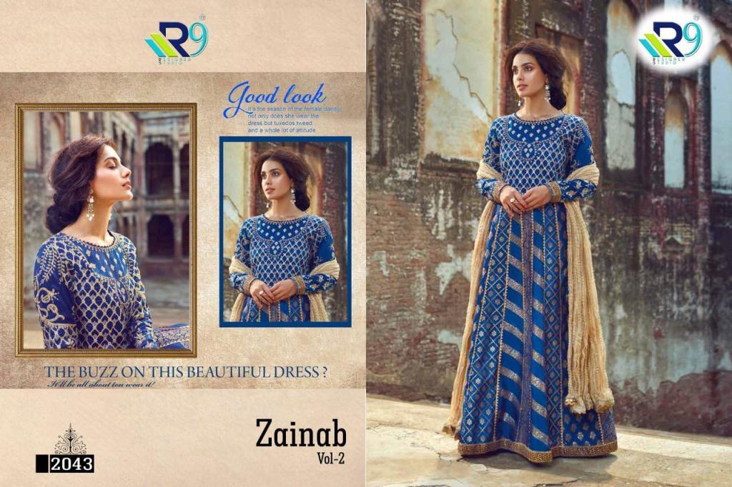 Zainab Vol-2 By R9 2040 To 2045 Series Designer Pakistani Suits Colorful Stylish Fancy Beautiful Collection Casual Wear & Ethnic Wear Georgette Embroidered Dresses At Wholesale Price