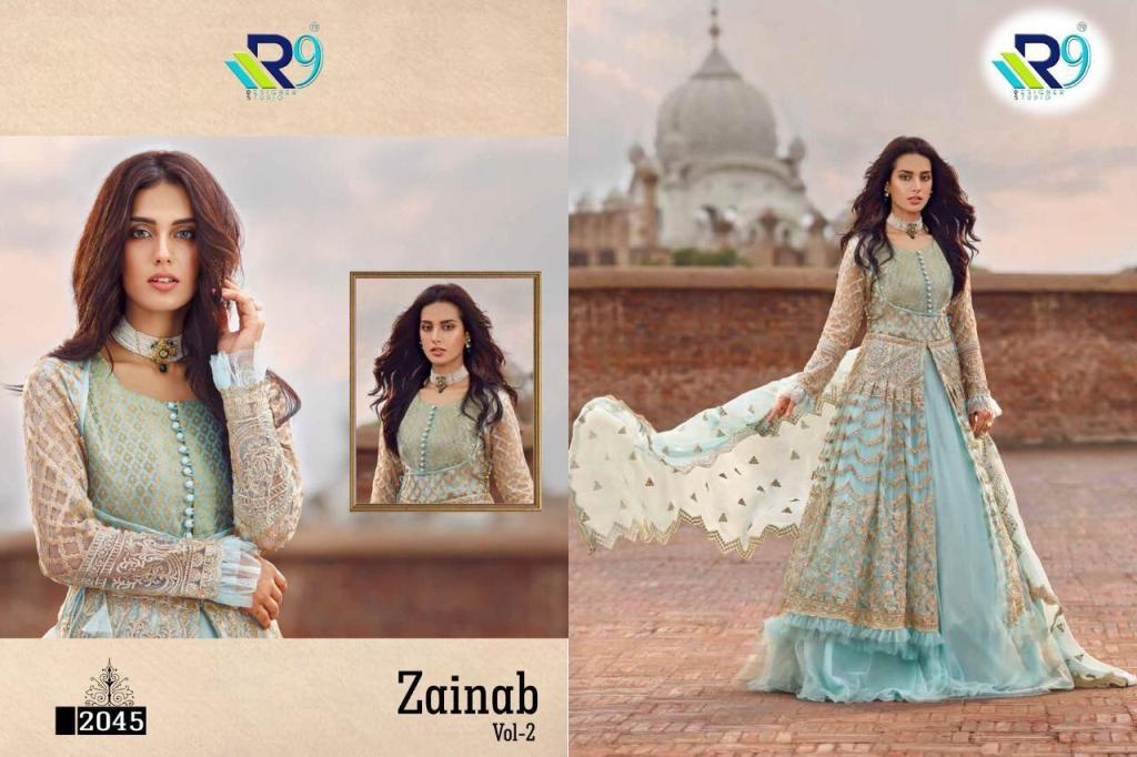 Zainab Vol-2 By R9 2040 To 2045 Series Designer Pakistani Suits Colorful Stylish Fancy Beautiful Collection Casual Wear & Ethnic Wear Georgette Embroidered Dresses At Wholesale Price