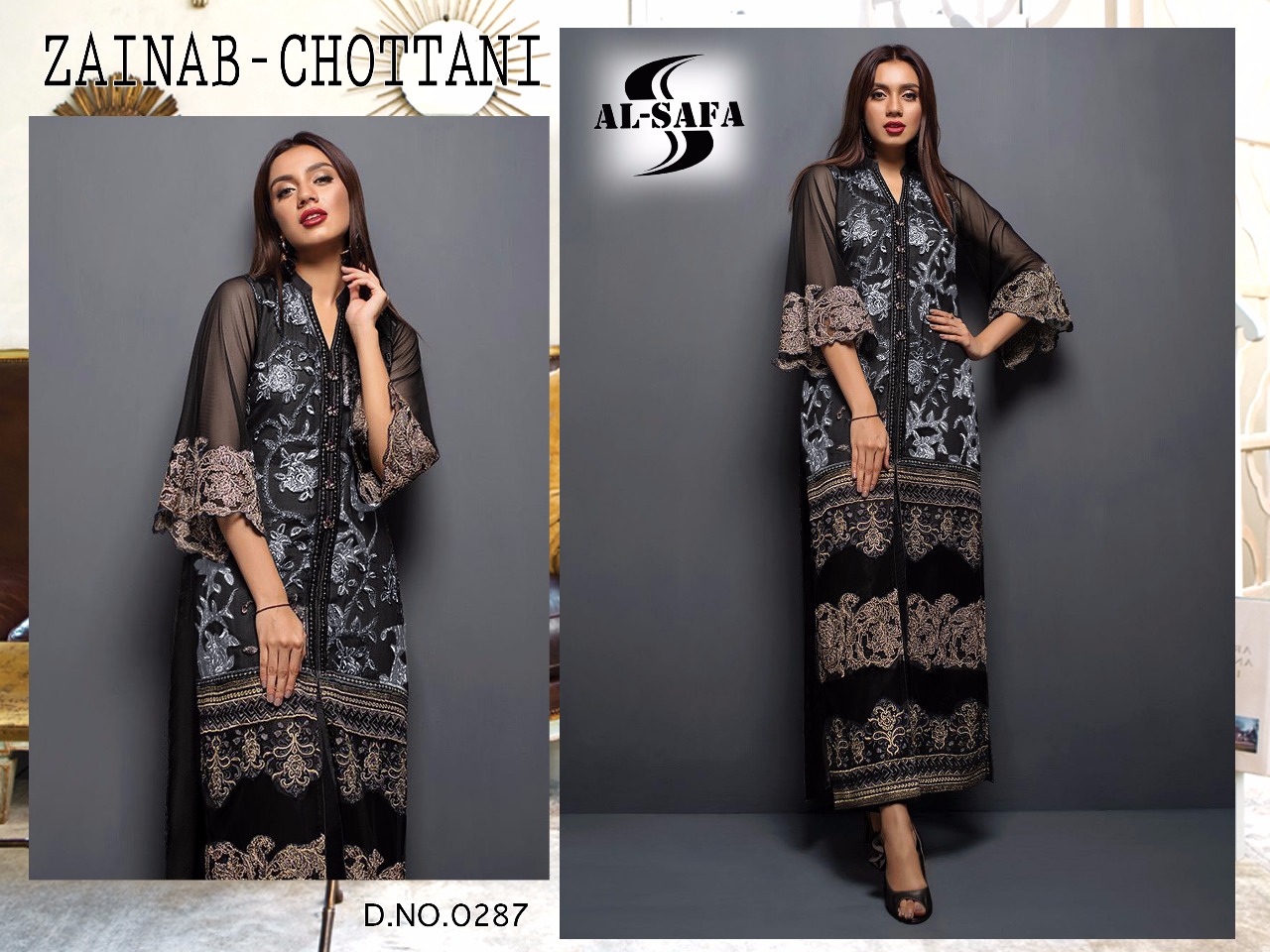 Zainab Chottani By Al-safa Designer Pakistani Suits Beautiful Stylish Fancy Colorful Party Wear & Occasional Wear Butterfly Net With Heavy Embroidery Dresses At Wholesale Price