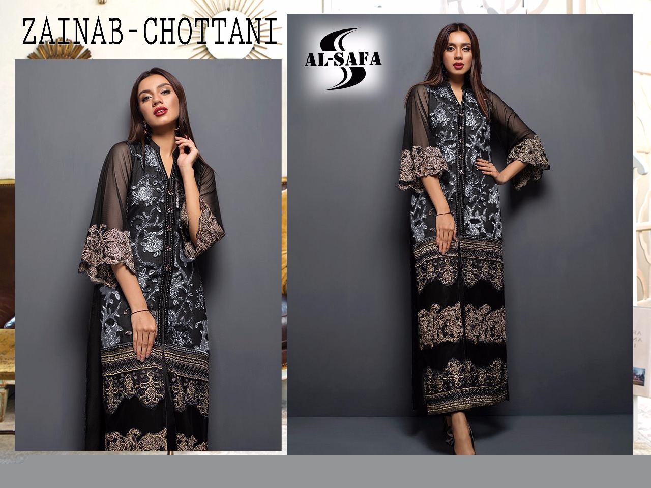 Zainab Chottani By Al-safa  Designer Pakistani Suits Beautiful Stylish Fancy Colorful Party Wear & Occasional Wear Butterfly Net With Heavy Embroidery Dresses At Wholesale Price