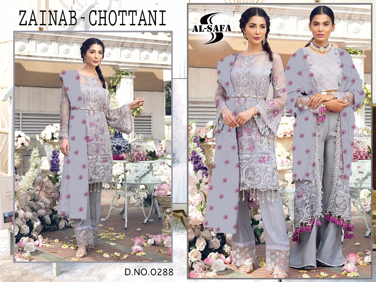 Zainab Chottani By Al-safa Designer Pakistani Suits Beautiful Stylish Fancy Colorful Party Wear & Occasional Wear Butterfly Net With Heavy Embroidery Dresses At Wholesale Price