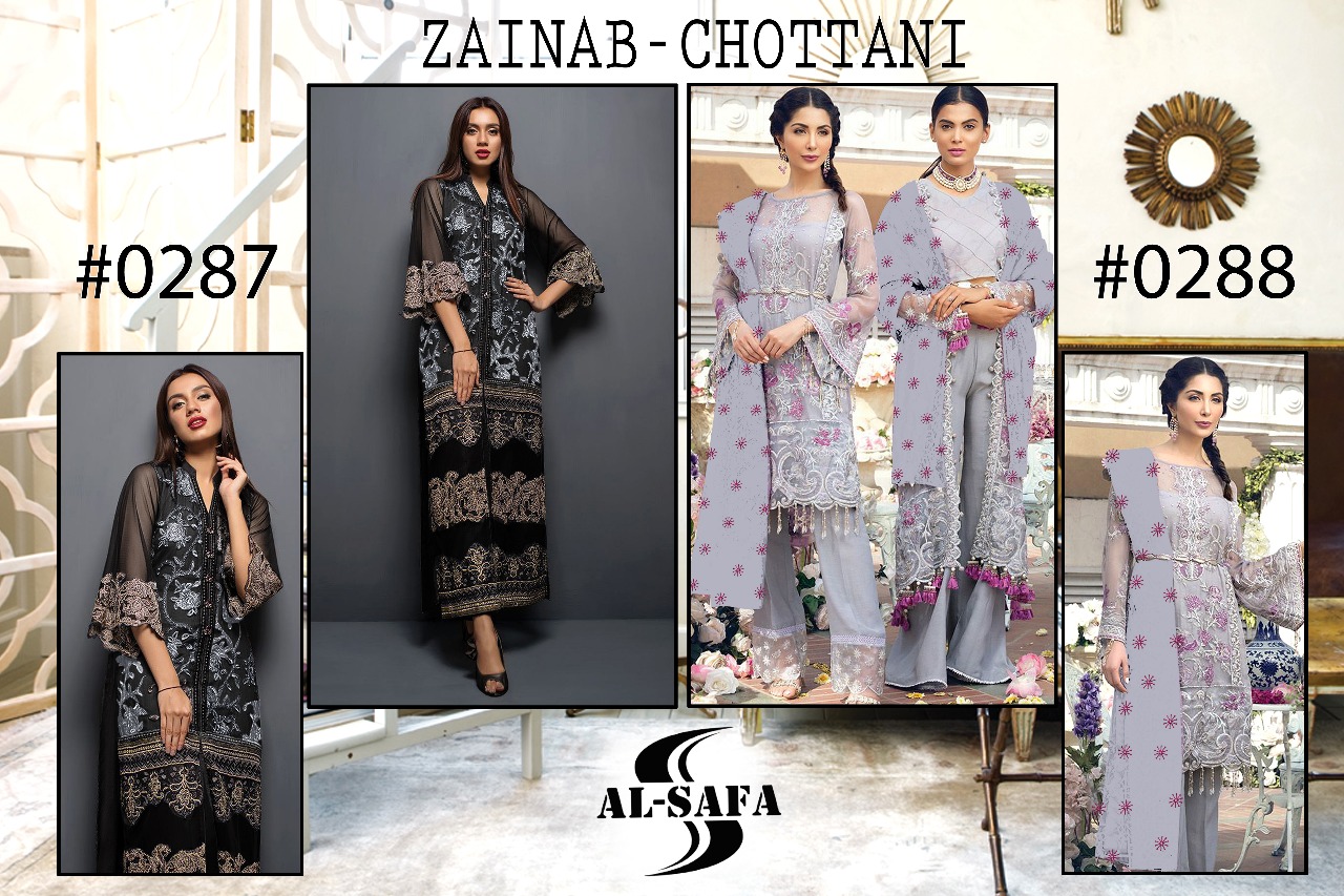 Zainab Chottani By Al-safa Designer Pakistani Suits Beautiful Stylish Fancy Colorful Party Wear & Occasional Wear Butterfly Net With Heavy Embroidery Dresses At Wholesale Price