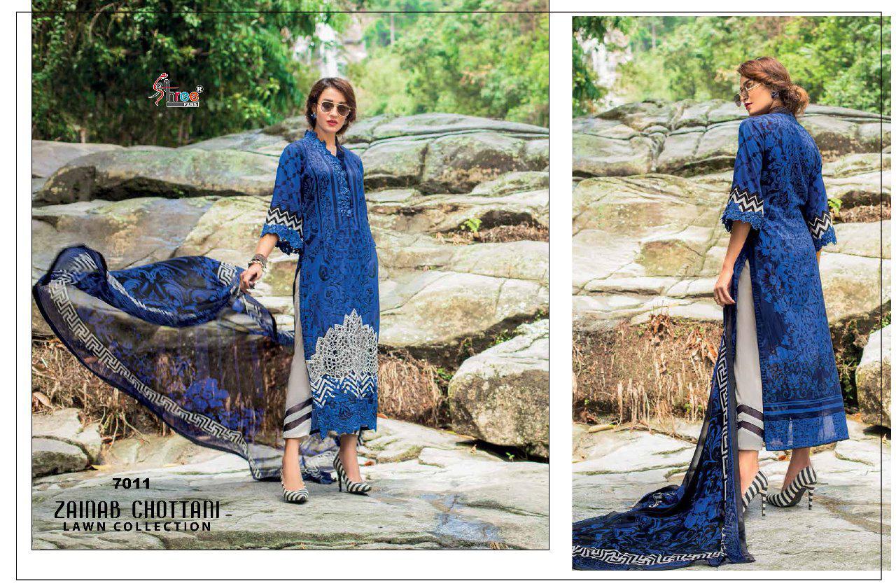 Zainab Chottani Lawn Collection By Shree Fabs 7011 To 7016 By Designer Pakistani Suits Collection Beautiful Stylish Fancy Colorful Party Wear & Occasional Wear Pure Cotton Dresses At Wholesale Price