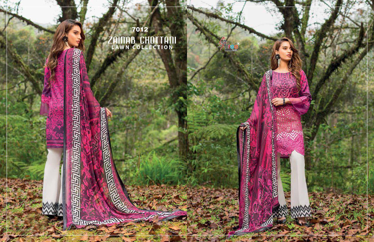 Zainab Chottani Lawn Collection By Shree Fabs 7011 To 7016 By Designer Pakistani Suits Collection Beautiful Stylish Fancy Colorful Party Wear & Occasional Wear Pure Cotton Dresses At Wholesale Price