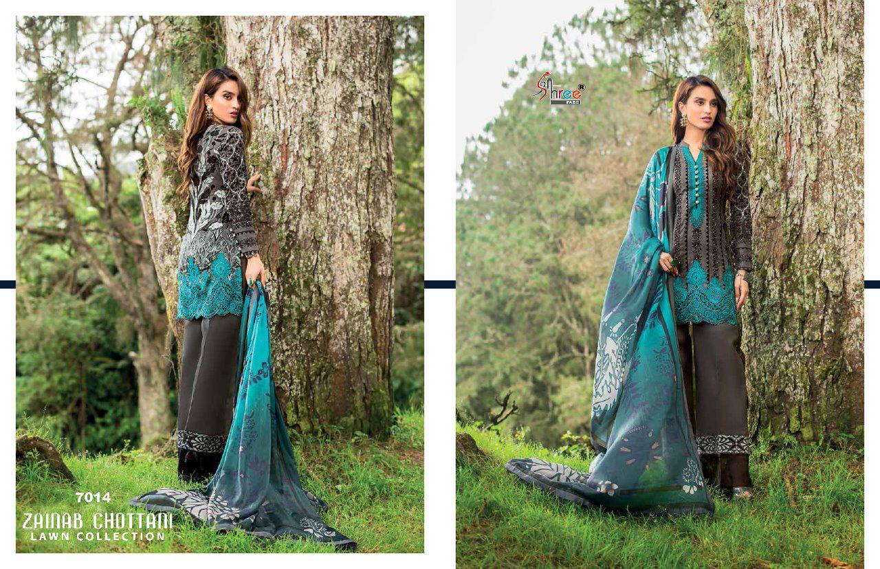 Zainab Chottani Lawn Collection By Shree Fabs 7011 To 7016 By Designer Pakistani Suits Collection Beautiful Stylish Fancy Colorful Party Wear & Occasional Wear Pure Cotton Dresses At Wholesale Price
