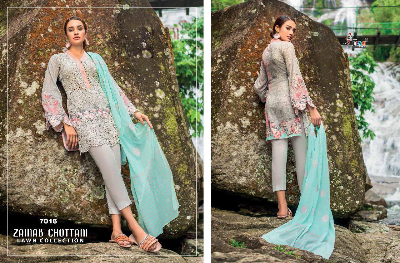 Zainab Chottani Lawn Collection By Shree Fabs 7011 To 7016 By Designer Pakistani Suits Collection Beautiful Stylish Fancy Colorful Party Wear & Occasional Wear Pure Cotton Dresses At Wholesale Price