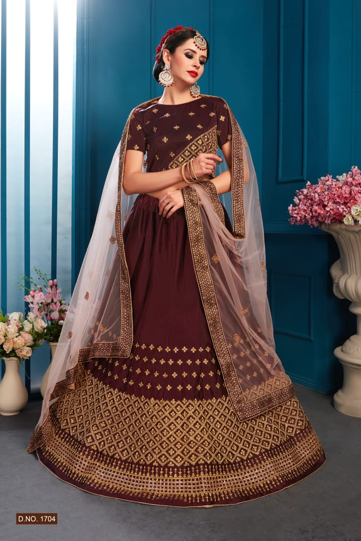 Zara Vol-2 By Aasvaa 1701 To 1710 Series Indian Traditional Wear Collection Beautiful Stylish Fancy Colorful Party Wear & Occasional Wear Satin Lehengas At Wholesale Price