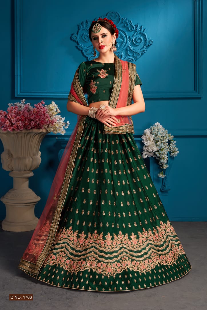 Zara Vol-2 By Aasvaa 1701 To 1710 Series Indian Traditional Wear Collection Beautiful Stylish Fancy Colorful Party Wear & Occasional Wear Satin Lehengas At Wholesale Price