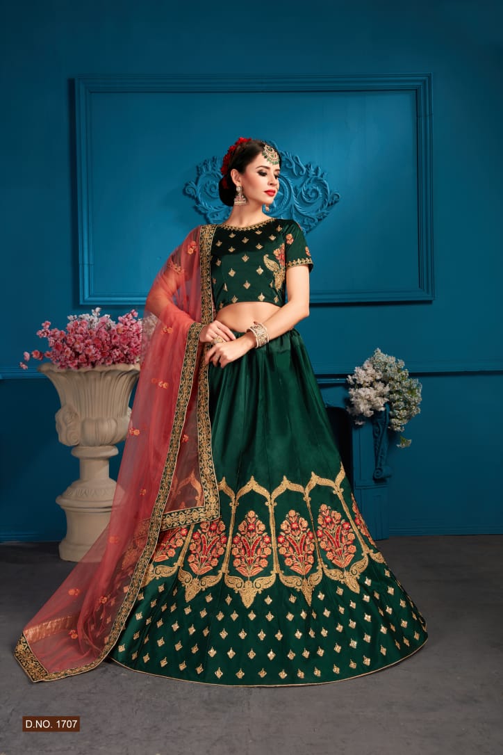 Zara Vol-2 By Aasvaa 1701 To 1710 Series Indian Traditional Wear Collection Beautiful Stylish Fancy Colorful Party Wear & Occasional Wear Satin Lehengas At Wholesale Price
