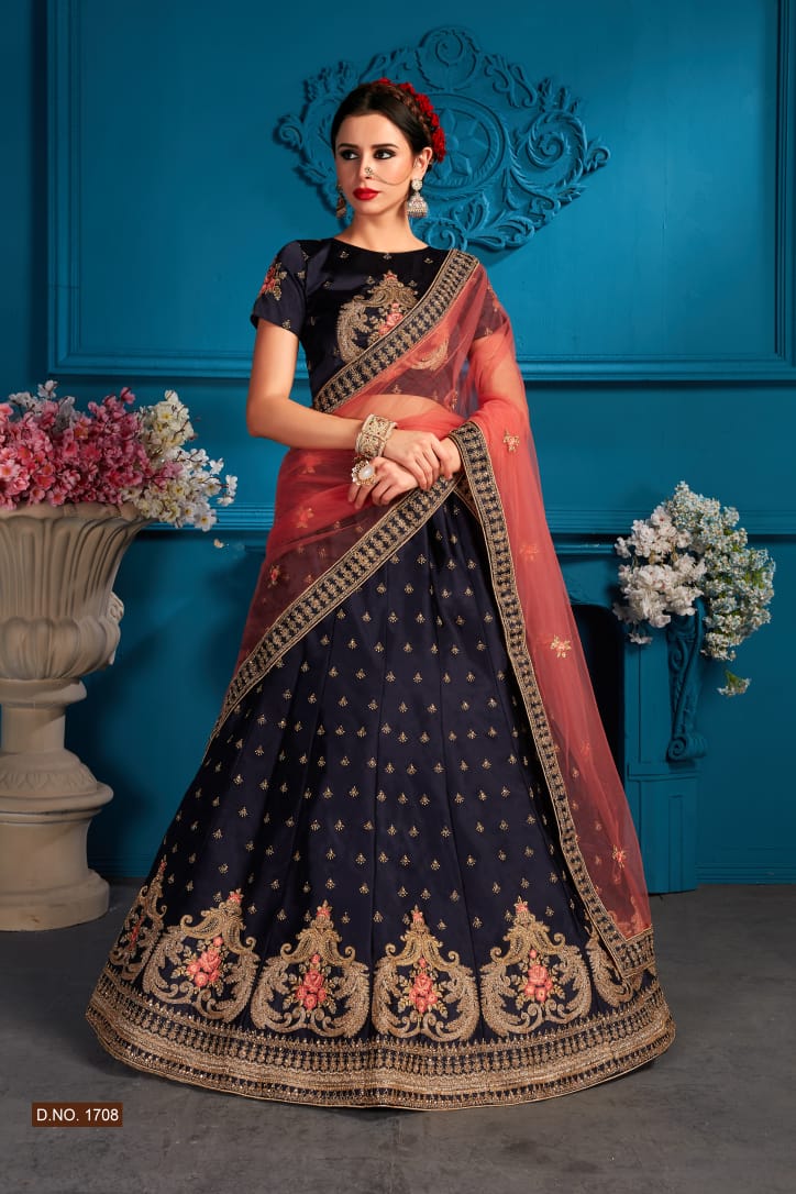 Zara Vol-2 By Aasvaa 1701 To 1710 Series Indian Traditional Wear Collection Beautiful Stylish Fancy Colorful Party Wear & Occasional Wear Satin Lehengas At Wholesale Price