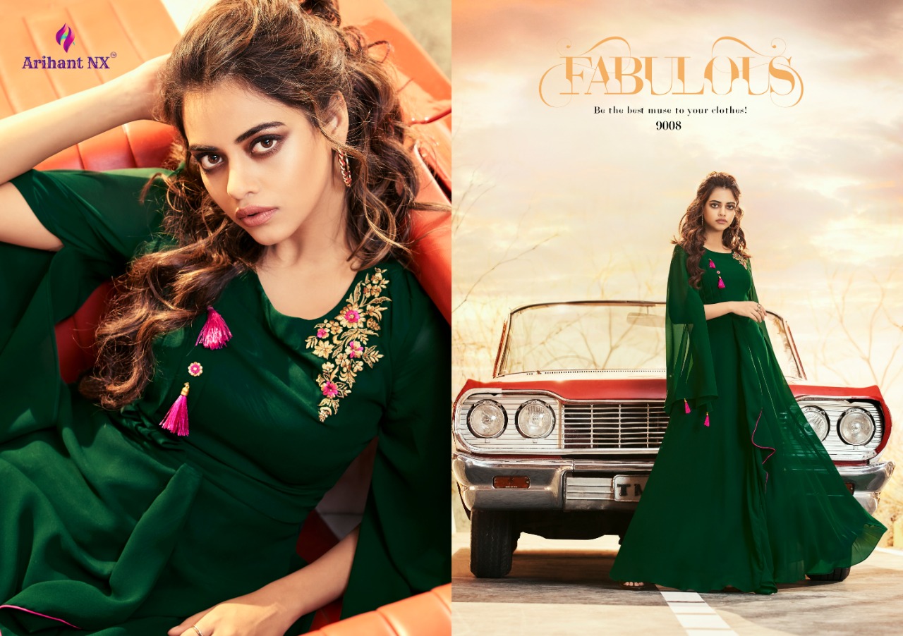 Zara Vol-2 By Arihant Nx 9008 To 9015 Series Designer Beautiful Stylish Fancy Colorful Casual Wear & Ethnic Wear & Ready To Wear Semi Georgette With Embroidery Inner Royal Crape Gowns At Wholesale Price