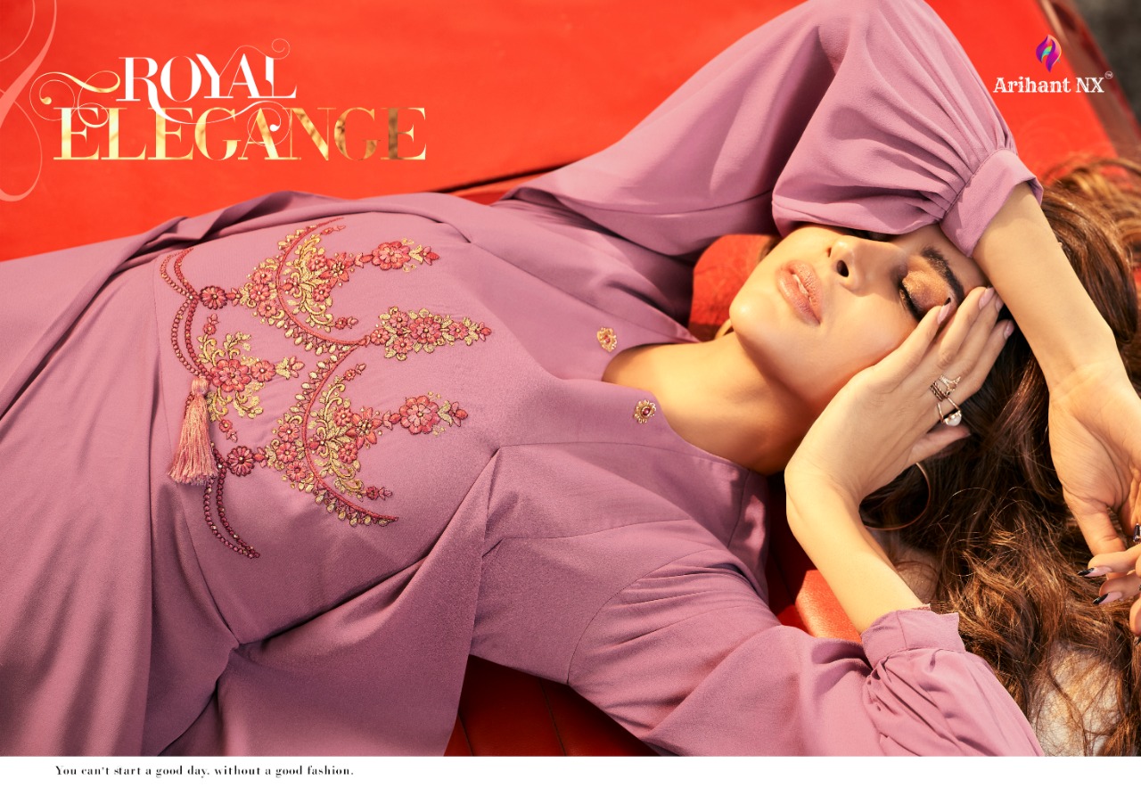 Zara Vol-2 By Arihant Nx 9008 To 9015 Series Designer Beautiful Stylish Fancy Colorful Casual Wear & Ethnic Wear & Ready To Wear Semi Georgette With Embroidery Inner Royal Crape Gowns At Wholesale Price