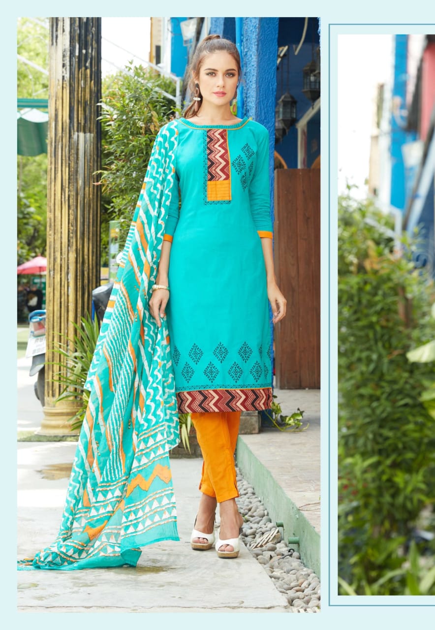 Zara By Kavya 01 To 10 Series Beautiful Suits Stylish Colorful Fancy Casual Wear & Ethnic Wear Pure Cotton Print Fantacy Top With Manual Work Dresses At Wholesale Price