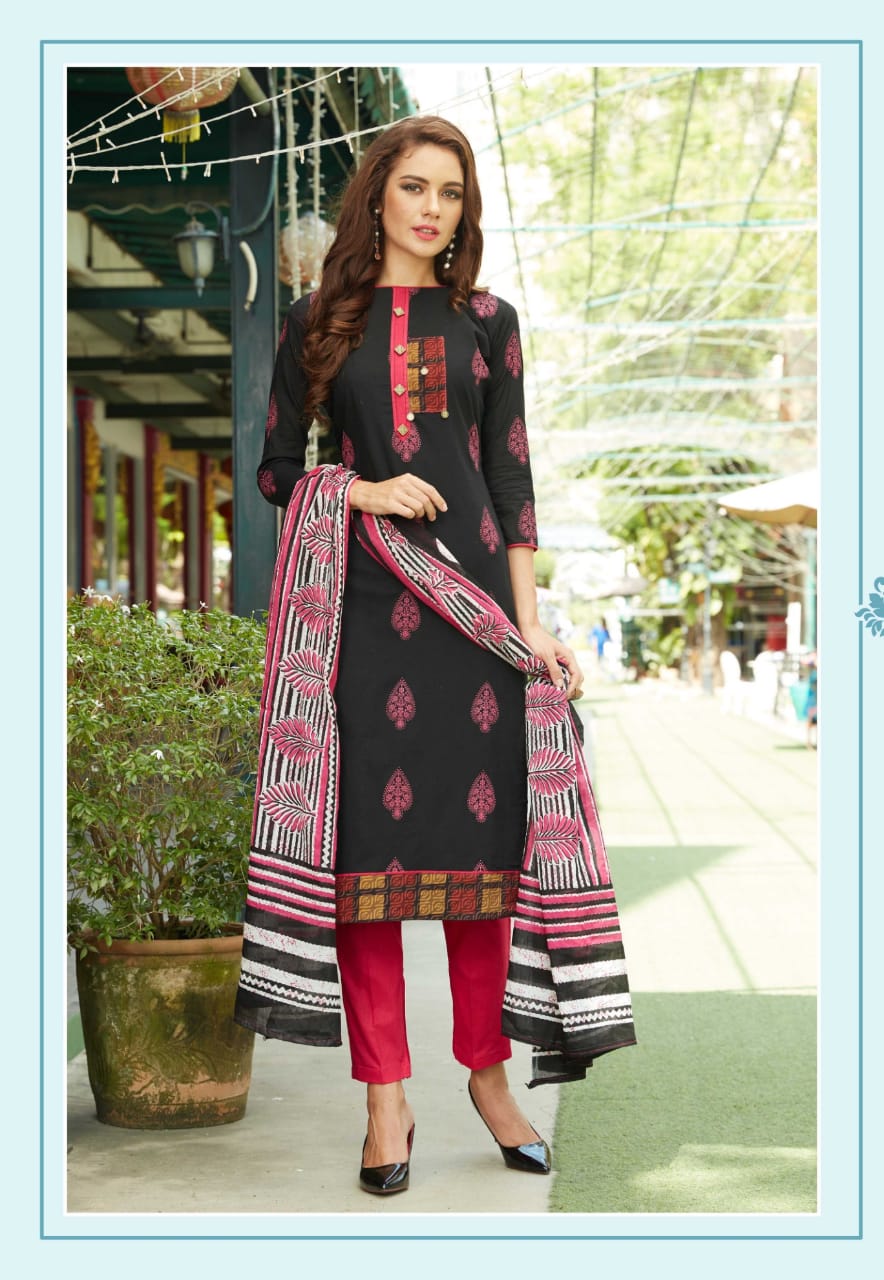 Zara By Kavya 01 To 10 Series Beautiful Suits Stylish Colorful Fancy Casual Wear & Ethnic Wear Pure Cotton Print Fantacy Top With Manual Work Dresses At Wholesale Price