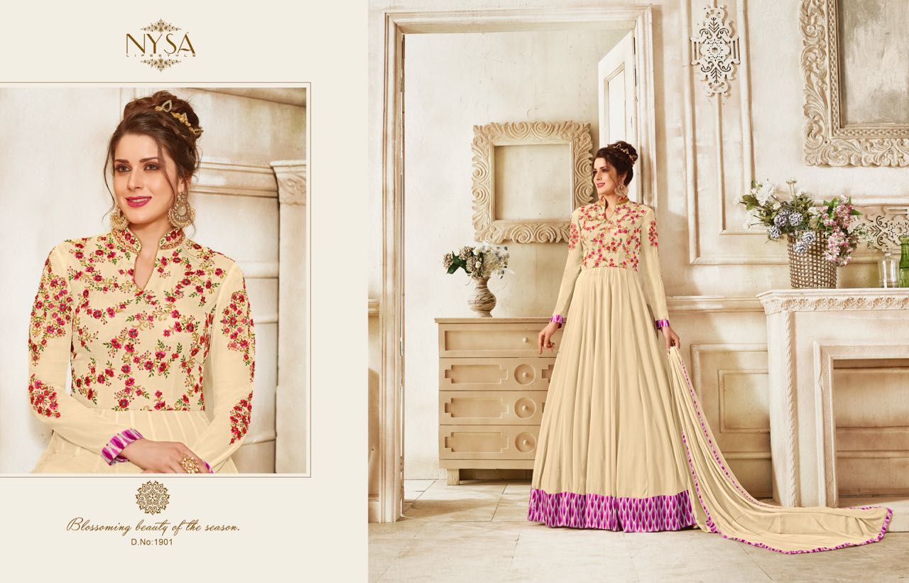 Zarah Collection Vol-10 By Nysa Lifestyle 1901 To 1906 Series Designer Anarakli Suits Beautiful Festive Collection Colorful Fancy Party Wear & Occasional Wear Georgette Embroidered Dresses At Wholesale Price