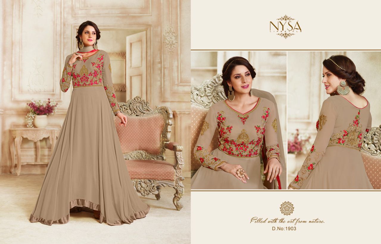Zarah Collection Vol-10 By Nysa Lifestyle 1901 To 1906 Series Designer Anarakli Suits Beautiful Festive Collection Colorful Fancy Party Wear & Occasional Wear Georgette Embroidered Dresses At Wholesale Price