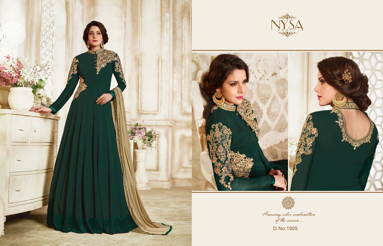 Zarah Collection Vol-10 By Nysa Lifestyle 1901 To 1906 Series Designer Anarakli Suits Beautiful Festive Collection Colorful Fancy Party Wear & Occasional Wear Georgette Embroidered Dresses At Wholesale Price