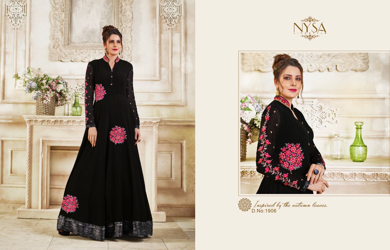 Zarah Collection Vol-10 By Nysa Lifestyle 1901 To 1906 Series Designer Anarakli Suits Beautiful Festive Collection Colorful Fancy Party Wear & Occasional Wear Georgette Embroidered Dresses At Wholesale Price